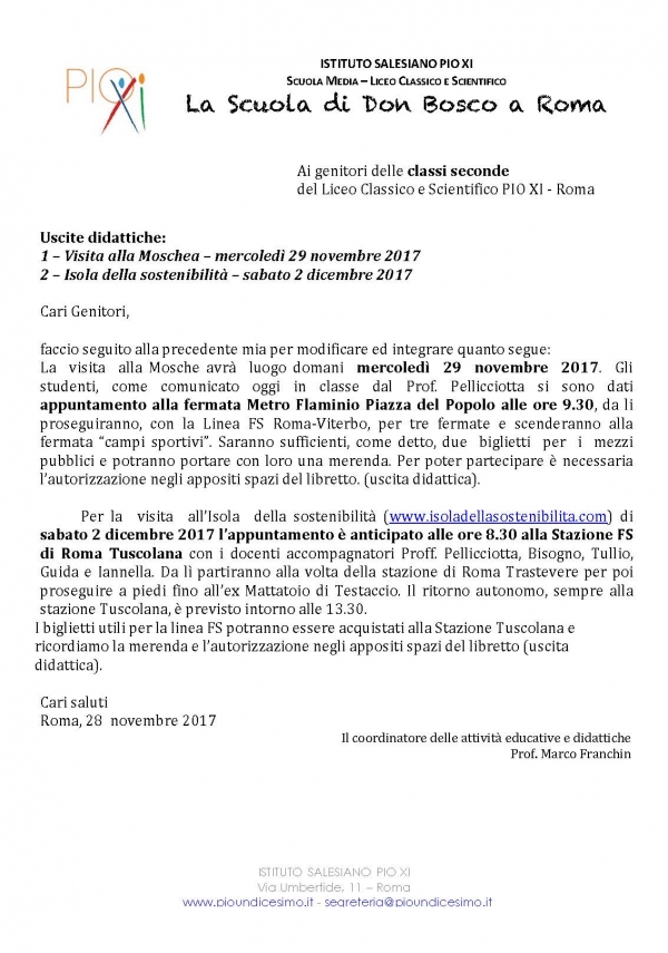 uscite didattiche secondi anni liceo
